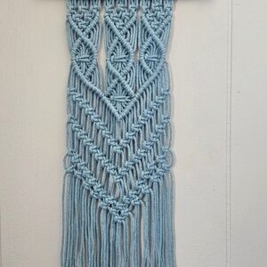 Blue Tapestry Wall Decor with Intricate Knotwork